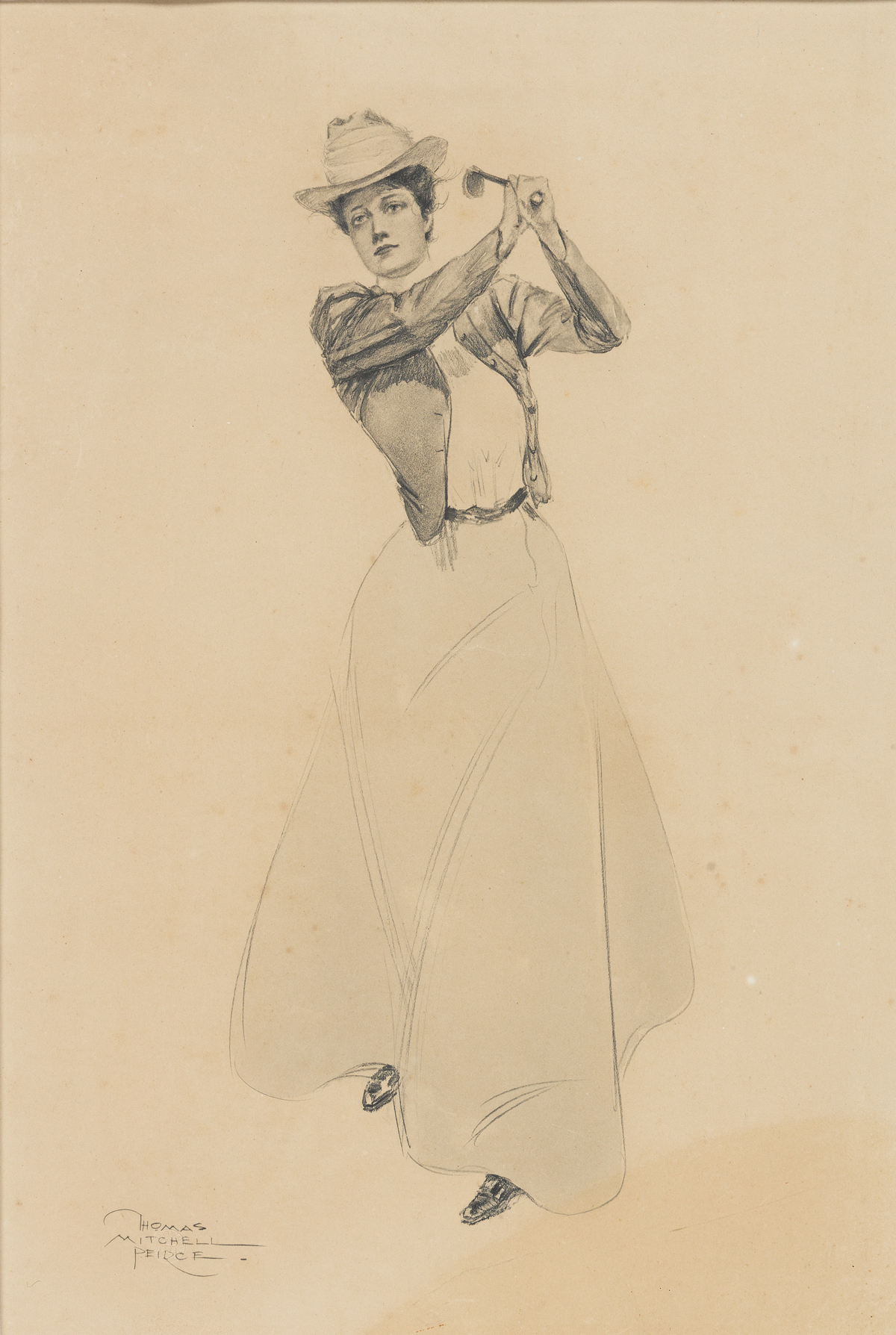THOMAS MITCHELL PEIRCE (1864-1929) Back Swing [GRAPHICS / GOLF / WOMEN]